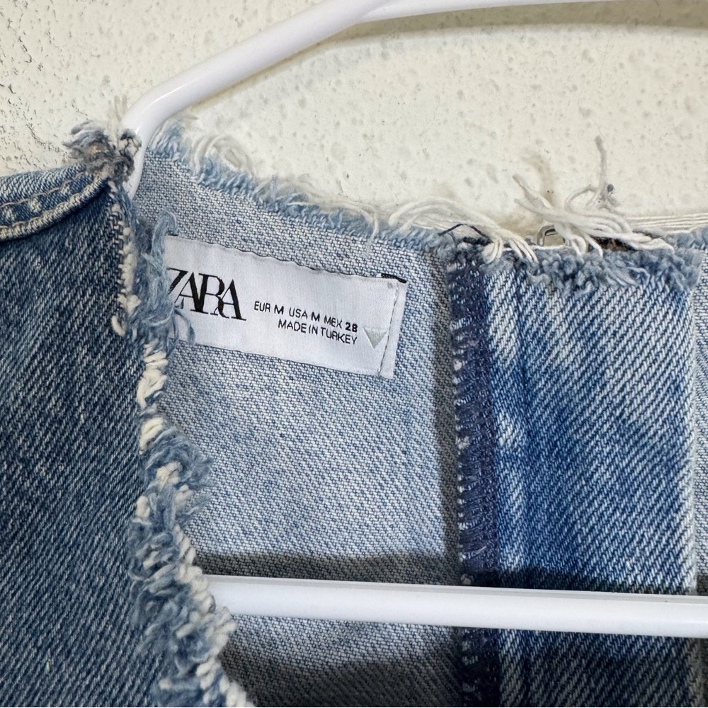 Zara denim patchwork raw hem sleeveless top - Picture 5 of 6
